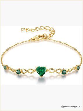 Infinity Heart Birthstone Charm Link Bracelet Adjustable Sterling Silver